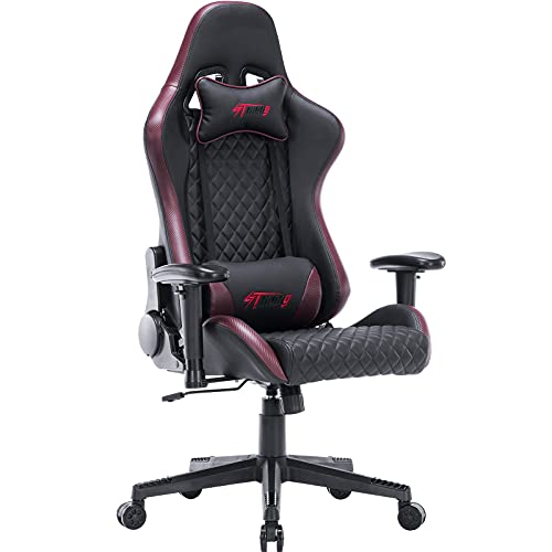 STmeng Comfort X3 [Actualizado] Silla Gaming Ergonómica, Silla Escritorio con Altura Ajustable, Sillas Gamer con Giratoria Soporte Lumbar Reposabrazos Asiento Acolchado Capacidad 300kg, Borgoña