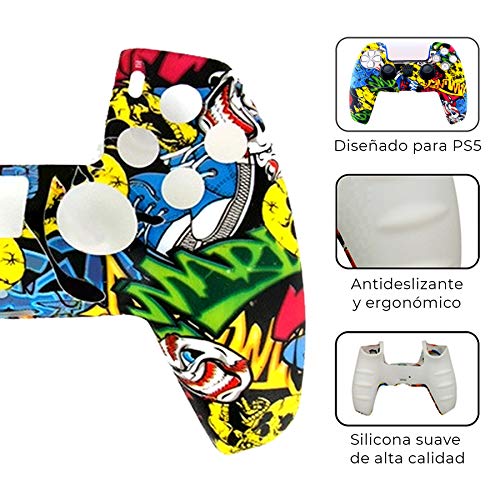 Stockpiler - Funda mando PS5 accesorios - Funda silicona mando PS5 - Carcasa mando PS5 Grafiti