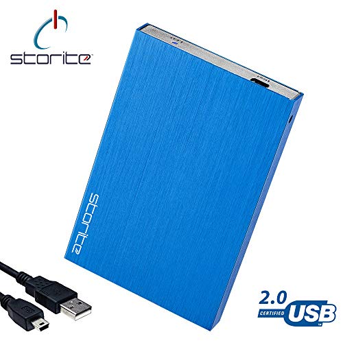 Storite externo portátil Hard drive HDD, 2.5 pulgadas 2.0 USB Slim disco duro para almacenamiento/copia de seguridad para computadora, portátil, PC, PS4, PS3, XBOX, MAC, CHROMEBOOK azul 160gb