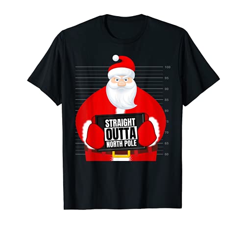Straight Outta North Pole Funny Bad Santa Navidad Camiseta