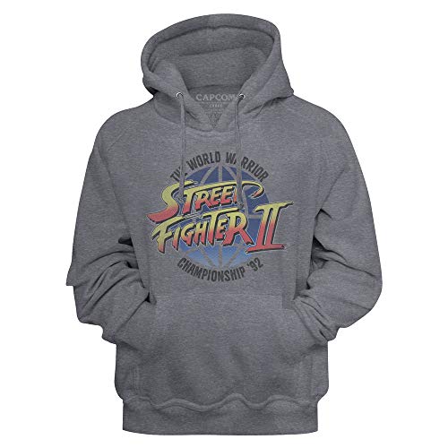 Street Fighter II Gaming The World Warrior Championship '92 - Sudadera con capucha para adulto - Gris - Medium