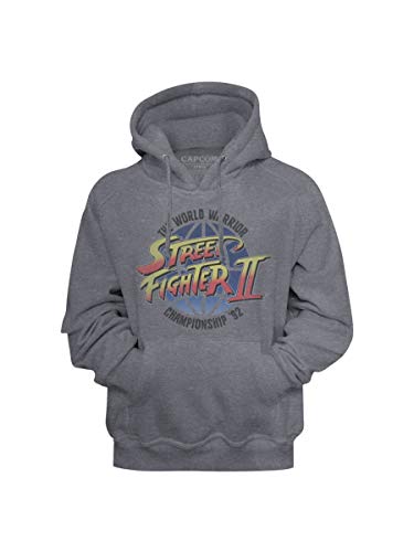 Street Fighter II Gaming The World Warrior Championship '92 - Sudadera con capucha para adulto - Gris - Medium