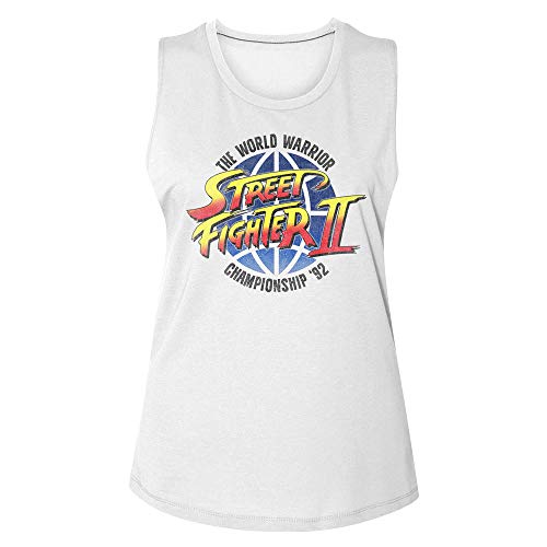 Street Fighter II SF 2 World Warrior Championship 92 - Camiseta gráfica para mujer, Blanco, XX-Large