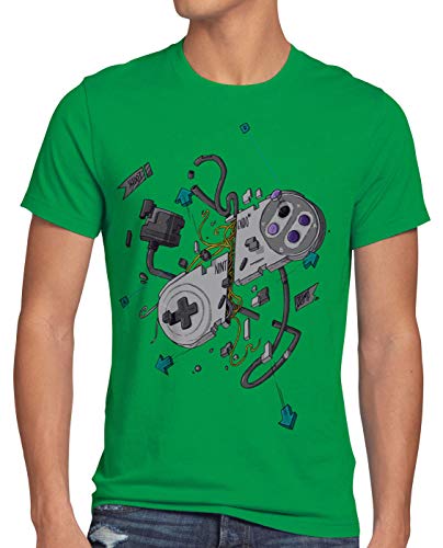 style3 16-bit Mando Camiseta para Hombre T-Shirt SNES NES Kart Yoshi Luigi Mario, Talla:3XL, Color:Verde