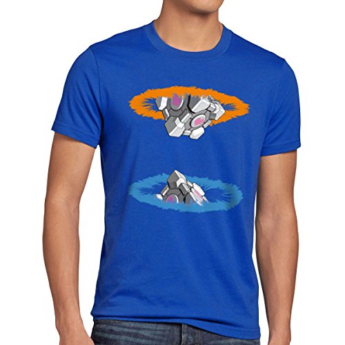 style3 Companion Cube Camiseta para Hombre T-Shirt, Talla:S;Color:Azul