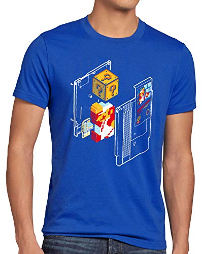 style3 Plumber Bros Camiseta para Hombre T-Shirt NES SNES Classic Mini 8-bit Gamer Retro Classic, Talla:L, Color:Azul