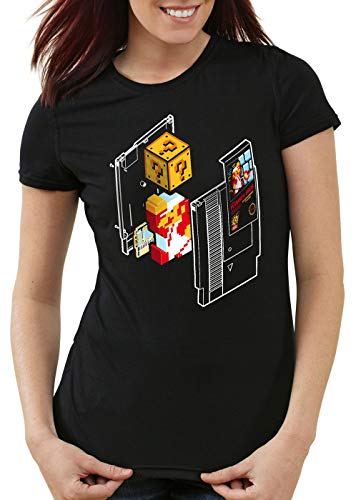 style3 Plumber Bros Camiseta para Mujer T-Shirt NES SNES Classic Mini 8-bit Gamer Retro Classic, Color:Negro, Talla:S