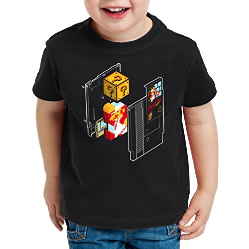 style3 Plumber Bros Camiseta para Niños T-Shirt NES SNES Classic Mini 8-bit Gamer Retro Classic, Color:Nero;Talla:104