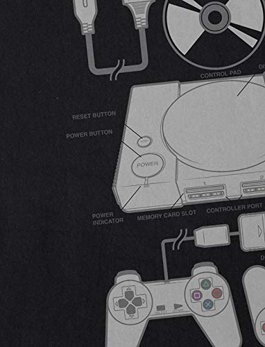 style3 PS1 Retro Gamer Camiseta para Hombre T-Shirt Mando videoconsola, Talla:XL, Color:Negro