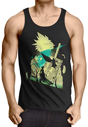 style3 VII Fantasy Battle Camiseta de Tirantes para Hombre Tank Top T-Shirt Avalanche Sephiroth PS iOS japón, Talla:L