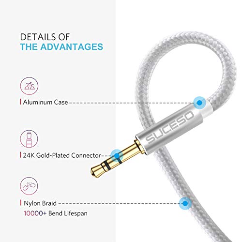 SUCESO Cable Audio Alargador Extensión 3.5mm Macho a Hembra Cable Alargador Jack Cable alargador de Audio estéreo para Coche Altavoces Auriculares Phone Pad Pod Samsung MP3 Player TV PC Xbox-5M