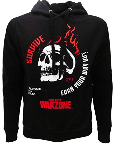 Sudadera Call of Duty Warzone Gulag Survive Original WZ Oficial Negra Adulto y Niño con Capucha y Bolsillo Frontal Negro L