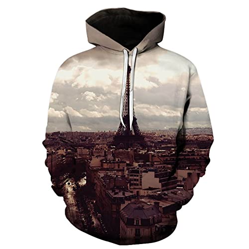 Suéter Hombres de impresión en 3D de los Hombres de Manga Larga de otoño e Invierno de Moda patrón único Joven Estudiante Vacaciones Casual Hombres Sudadera con Capucha