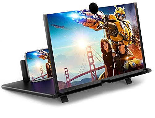 SUIFENG Lupa de Pantalla para Teléfono 12",Amplificadores de Pantalla 3D HD,Adecuado para Ver Películas y Videos en Todos los Teléfonos Inteligentes,Negro