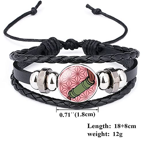 SUKLIER Un Par De Pulsera, para Demon Slayer Kamado Nezuko, Pulsera Trenzada De Moda, JoyeríA De Cuero De Anime, Amantes del Anime Cosplay, Pulsera Ajustable,Pulsera De Piedras Preciosas