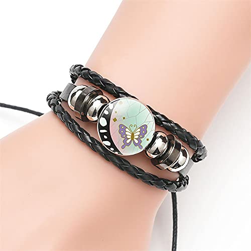 SUKLIER Un Par De Pulsera, para Demon Slayer Kochou Shinobu, Pulsera Trenzada De Moda, JoyeríA De Cuero De Anime, Amantes del Anime Cosplay, Pulsera Ajustable,Pulsera De Piedras Preciosas