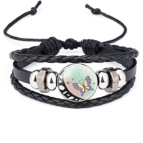 SUKLIER Un Par De Pulsera, para Demon Slayer Kochou Shinobu, Pulsera Trenzada De Moda, JoyeríA De Cuero De Anime, Amantes del Anime Cosplay, Pulsera Ajustable,Pulsera De Piedras Preciosas