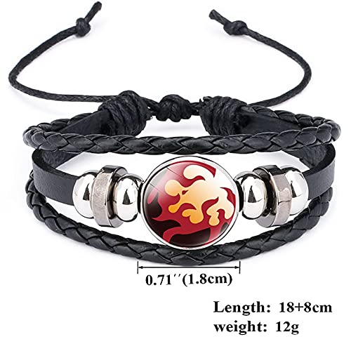 SUKLIER Un Par De Pulsera, para Demon Slayer Rengoku Kyoujurou, Pulsera Trenzada De Moda, JoyeríA De Cuero De Anime, Amantes del Anime Cosplay, Pulsera Ajustable,Pulsera De Piedras Preciosas