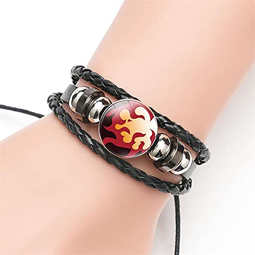 SUKLIER Un Par De Pulsera, para Demon Slayer Rengoku Kyoujurou, Pulsera Trenzada De Moda, JoyeríA De Cuero De Anime, Amantes del Anime Cosplay, Pulsera Ajustable,Pulsera De Piedras Preciosas