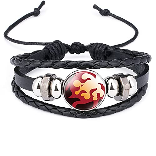 SUKLIER Un Par De Pulsera, para Demon Slayer Rengoku Kyoujurou, Pulsera Trenzada De Moda, JoyeríA De Cuero De Anime, Amantes del Anime Cosplay, Pulsera Ajustable,Pulsera De Piedras Preciosas