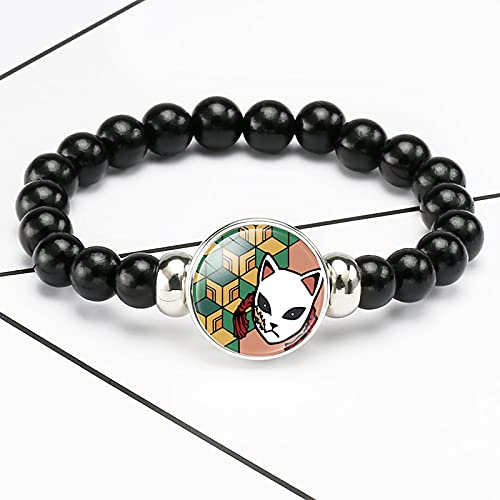 SUKLIER Un Par De Pulsera, para Demon Slayer Sabito, Pulsera EláStica De Moda, JoyeríA De Cuero De Anime, Amantes del Anime Cosplay, Pulsera Ajustable,Pulsera De Piedras Preciosas