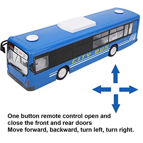 SUNGOOYUE Bus De Control Remoto Eléctrico De 2.4GHz, Bus De Simulación De Escala 1/20 Azul Bus Remoto De Un Botón con Luz De Sonido De Simulación(Azul)