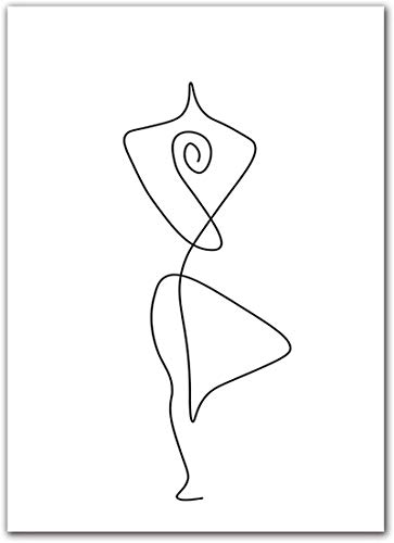Sunsightly Line   Art Blanco Y Negro Yoga Figura Lienzo Póster De Pared Impresiones Arte Abstracto Arte De Pared Minimalista Sin Marco 40x50cm （16"× 20"） × 3