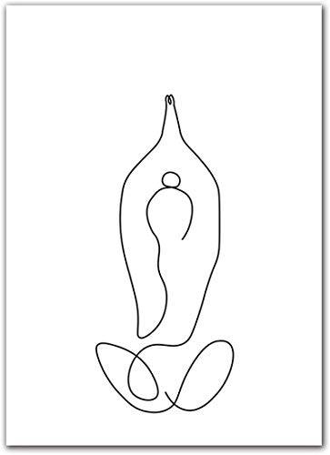 Sunsightly Line   Art Blanco Y Negro Yoga Figura Lienzo Póster De Pared Impresiones Arte Abstracto Arte De Pared Minimalista Sin Marco 40x50cm （16"× 20"） × 3
