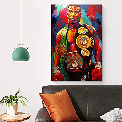 Sunsightly Póster De Boxeador Profesional Mike Tyson, Pintura Decorativa, Lienzo, Arte De Pared, Carteles De Sala De Estar, Decoración De Pintura para Dormitorio, Sin Marco
