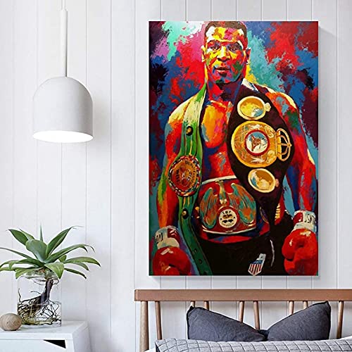 Sunsightly Póster De Boxeador Profesional Mike Tyson, Pintura Decorativa, Lienzo, Arte De Pared, Carteles De Sala De Estar, Decoración De Pintura para Dormitorio, Sin Marco