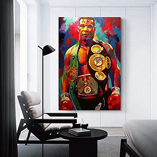 Sunsightly Póster De Boxeador Profesional Mike Tyson, Pintura Decorativa, Lienzo, Arte De Pared, Carteles De Sala De Estar, Decoración De Pintura para Dormitorio, Sin Marco