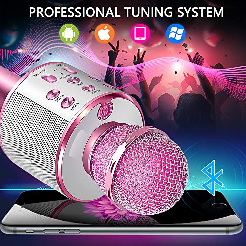 Suntop Micrófono Karaoke Bluetooth, Micrófono Inalámbrico Bluetooth, Bluetooth Altavoz, Micrófono Karaoke Portátil para KTV, Micrófono Wireless Bluetooth Compatibile con PC/iPad/iPhone