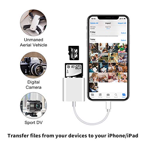 Suntrsi Lector de Tarjetas SD para Phone/Pad/cámara, Visor de cámara de Trail, Adaptador de Tarjeta Micro SD Compatible con Sistema iOS, Lector de Tarjetas de Memoria portátil