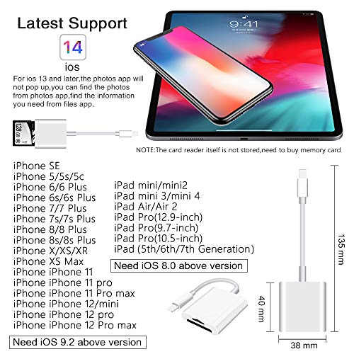 Suntrsi Lector de Tarjetas SD para Phone/Pad/cámara, Visor de cámara de Trail, Adaptador de Tarjeta Micro SD Compatible con Sistema iOS, Lector de Tarjetas de Memoria portátil