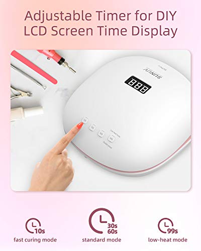 SUNUV SUN4S Lampara 48W UV Secador de Uñas para Gel de uñas con 4 temporizadores, pantalla LCD, sensor y secado de doble velocidad