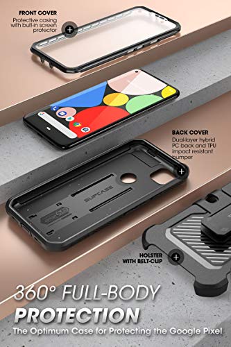 SUPCASE Funda para Google Pixel 4a [Unicorn Beetle Pro] 360 Grados Carcasa Completa con protector de pantalla con clip de cinturon (Negro)