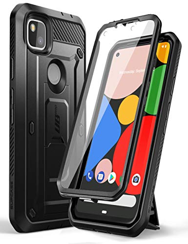 SUPCASE Funda para Google Pixel 4a [Unicorn Beetle Pro] 360 Grados Carcasa Completa con protector de pantalla con clip de cinturon (Negro)