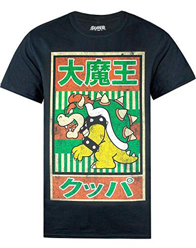 Super Mario Camiseta de Manga Corta Vintage Bowser Japanese Poster
