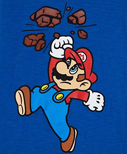 Super Mario Camiseta Niño, Camisetas de Manga Larga Azul y Roja con Mario Bros, Ropa para Niño de Algodon, Regalos para Niños y Adolescentes 3-13 Años (12-13 años, Azul/Gris)