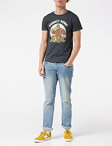 Super Mario Donkey Kong Camiseta para hombre Gris Jaspeado M | S-XXL, Switch con cuello redondo de la camiseta gráfica, Idea del regalo de cumpleaños para los individuos, para el hogar o la gimnasia
