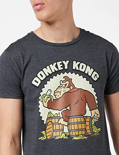 Super Mario Donkey Kong Camiseta para hombre Gris Jaspeado M | S-XXL, Switch con cuello redondo de la camiseta gráfica, Idea del regalo de cumpleaños para los individuos, para el hogar o la gimnasia