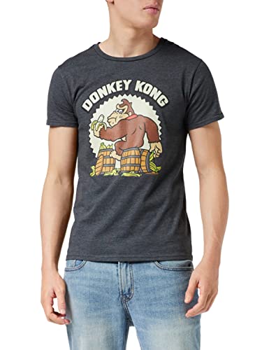 Super Mario Donkey Kong Camiseta para hombre Gris Jaspeado M | S-XXL, Switch con cuello redondo de la camiseta gráfica, Idea del regalo de cumpleaños para los individuos, para el hogar o la gimnasia