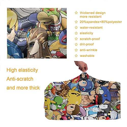 Super Smash Mario Sonic Mega Man Pikachu Maleta Protector Funda Lavable Diseño 3D Impresión 4 Tamaños para la mayoría de Equipaje Bolsa Protectora Cremallera