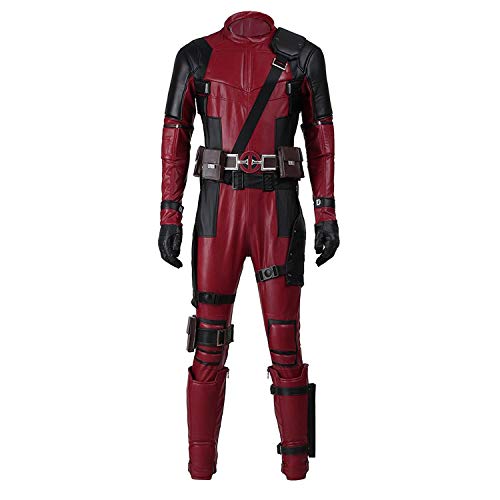 Superhero DP Cosplay PU Disfraz Deluxe Conjunto Completo Mono Traje Ropa Halloween, Mono + guantes + cinturón + máscara, 3XL
