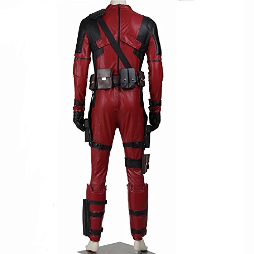 Superhero DP Cosplay PU Disfraz Deluxe Conjunto Completo Mono Traje Ropa Halloween, Mono + guantes + cinturón + máscara, 3XL