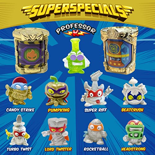 SUPERTHINGS RIVALS OF KABOOM Lata Gold Serie 2 – con Figuras Especiales. Incluye el Professor K, 2 líderes Dorados, 6 capitanes Plateados y guaridas Doradas (héroe y Villano) (PST2V32TIN00)