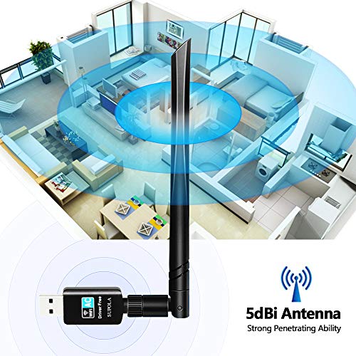 SUPOLA WiFi USB Antena WiFi USB AC600Mbps Driver Free-Auto USB WiFi Adaptador 5dBi Dual Band 2.4GHz/5GHz Antena WiFi para PC Sobremesa Ordenador Portátil, Soporte Windows10/8/8.1/7 MacOS X 10.9-10.15