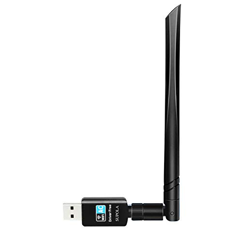 SUPOLA WiFi USB Antena WiFi USB AC600Mbps Driver Free-Auto USB WiFi Adaptador 5dBi Dual Band 2.4GHz/5GHz Antena WiFi para PC Sobremesa Ordenador Portátil, Soporte Windows10/8/8.1/7 MacOS X 10.9-10.15