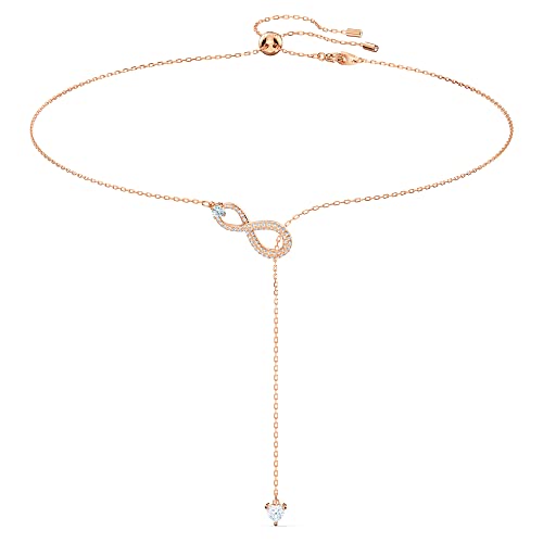 Swarovski Collar en Y Swarovski Infinity, blanco, baño tono oro rosa