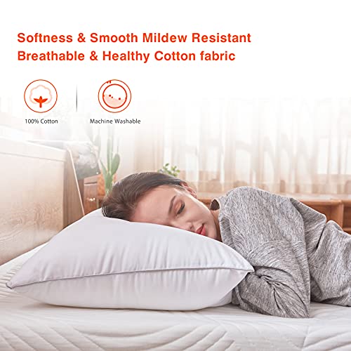 Sweetnight - Almohada de fibra, 100 % algodón, (2 unidades, 48 x 74 cm)